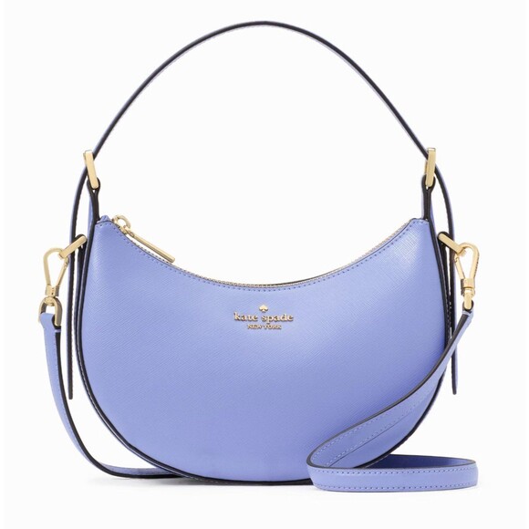 New Kate Spade Nova Crescent Shoulder Bag Saffiano Leather Frosted Blueberry - Picture 1 of 5